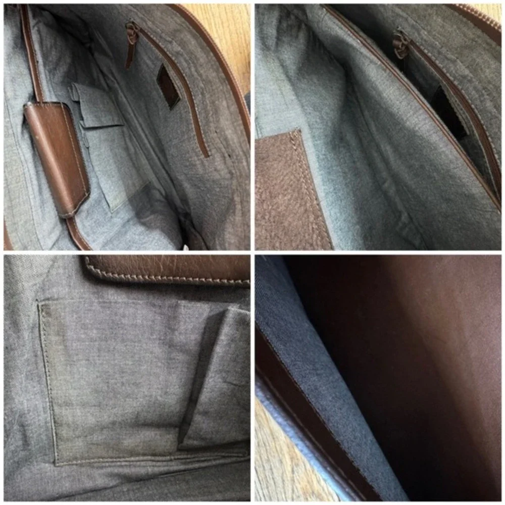 Velez chocolate-brown aged leather laptop bag Preppy‎ Dark Academia Ivy style